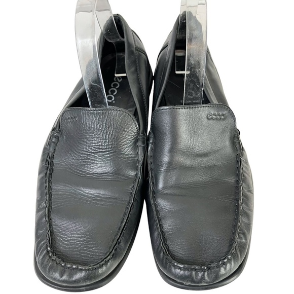 ECCO Black Slip On Drivers Driving Loafers Genuine Leather Slip On Shoes sz 41 - Picture 3 of 16